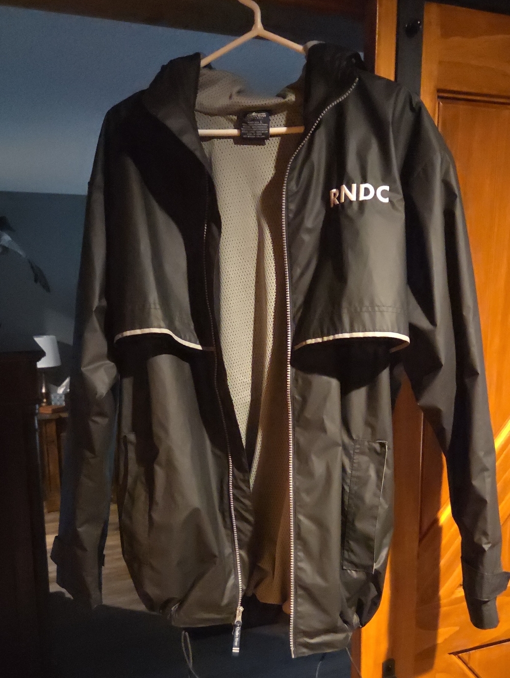 Charles River Men's Black Hooded Rain Jacket with White Logo